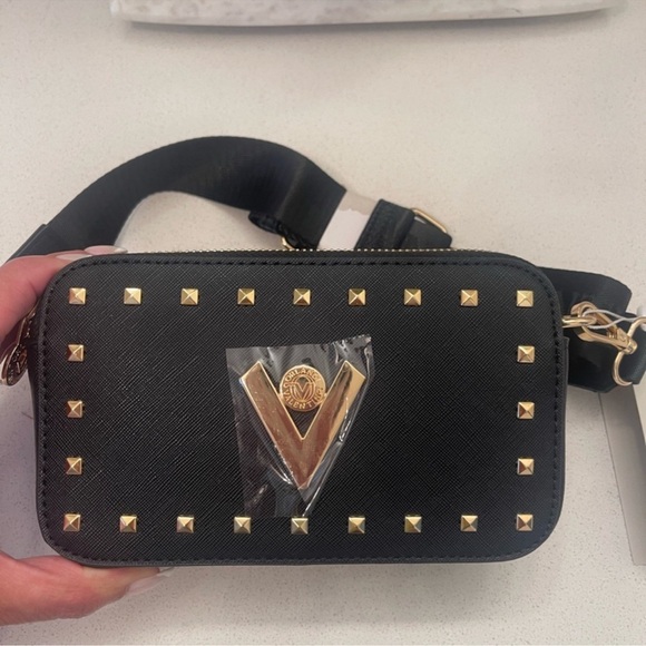 VALENTINO orlandi BLACK STUDDED CROSSBODY BAG! Dual zip! NWT - Picture 1 of 6